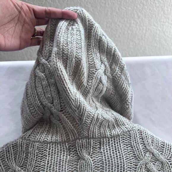 Y2K Abercrombie & Fitch Wool Blend Knit Hooded Cardigan Sweater Women's size L - Picture 10 of 10